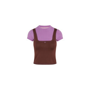 OLIVIA LATINOVICH COLORBLOCK BABY TEE MULTI - S - Brown